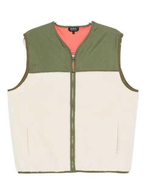 fleece-paneled zip-up vest by A.P.C.
