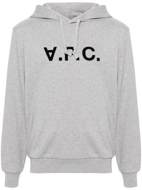 flocked-logo cotton hoodie by A.P.C.