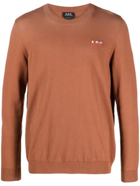 logo-embroidered fine-knit jumper by A.P.C. logo-embroidered fine-knit jumper by A.P.C.