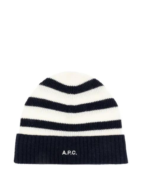 striped ribbed beanie by A.P.C.