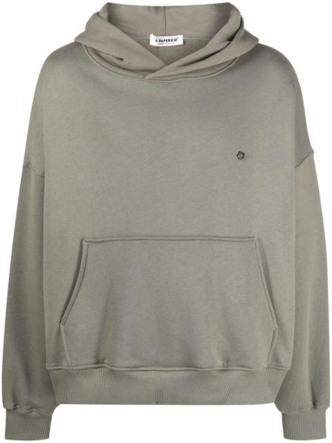 logo-embroidered cotton hoodie by A PAPER KID
