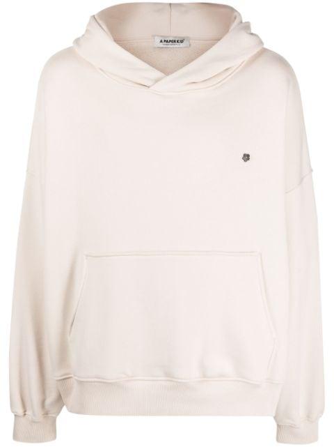 logo-embroidered cotton hoodie by A PAPER KID