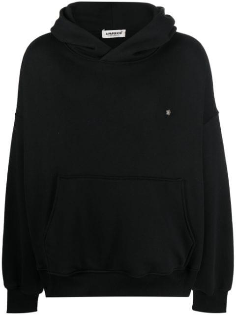 logo-embroidered cotton hoodie by A PAPER KID
