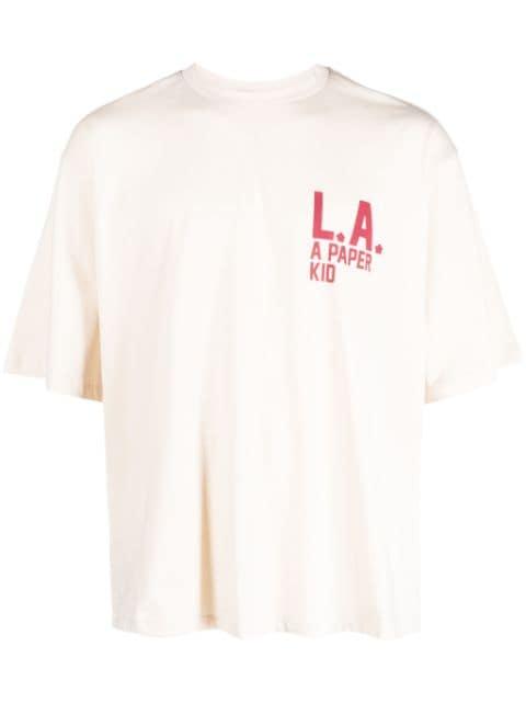 logo-print cotton T-shirt by A PAPER KID