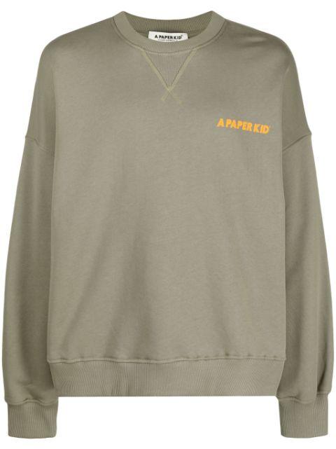 logo-print cotton sweatshirt by A PAPER KID
