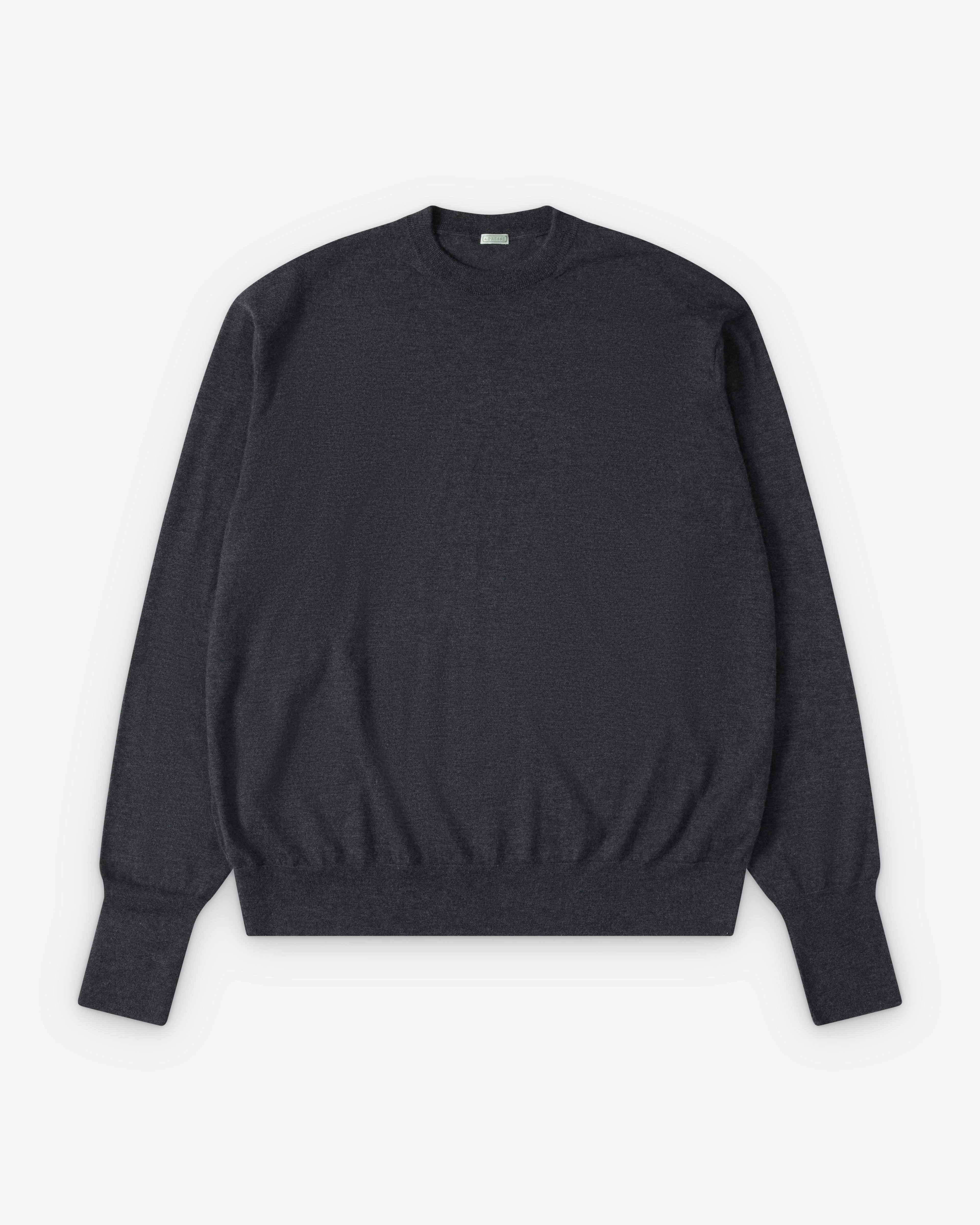 A.Presse - Men's Cashmere Crew Neck - (Charcoal) by A.PRESSE