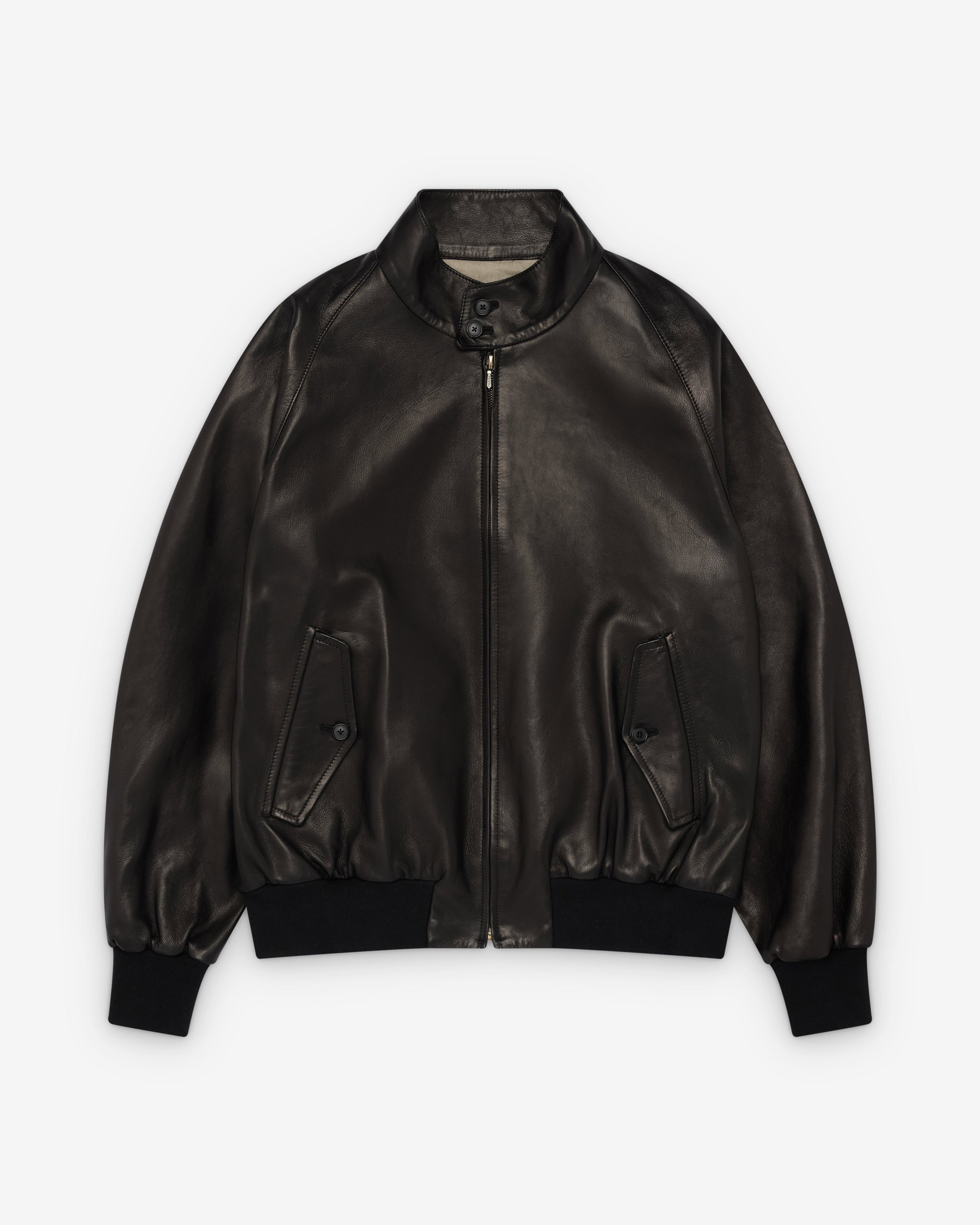 A.Presse - Men's Leather Harrington Jacket - (Black) by A.PRESSE
