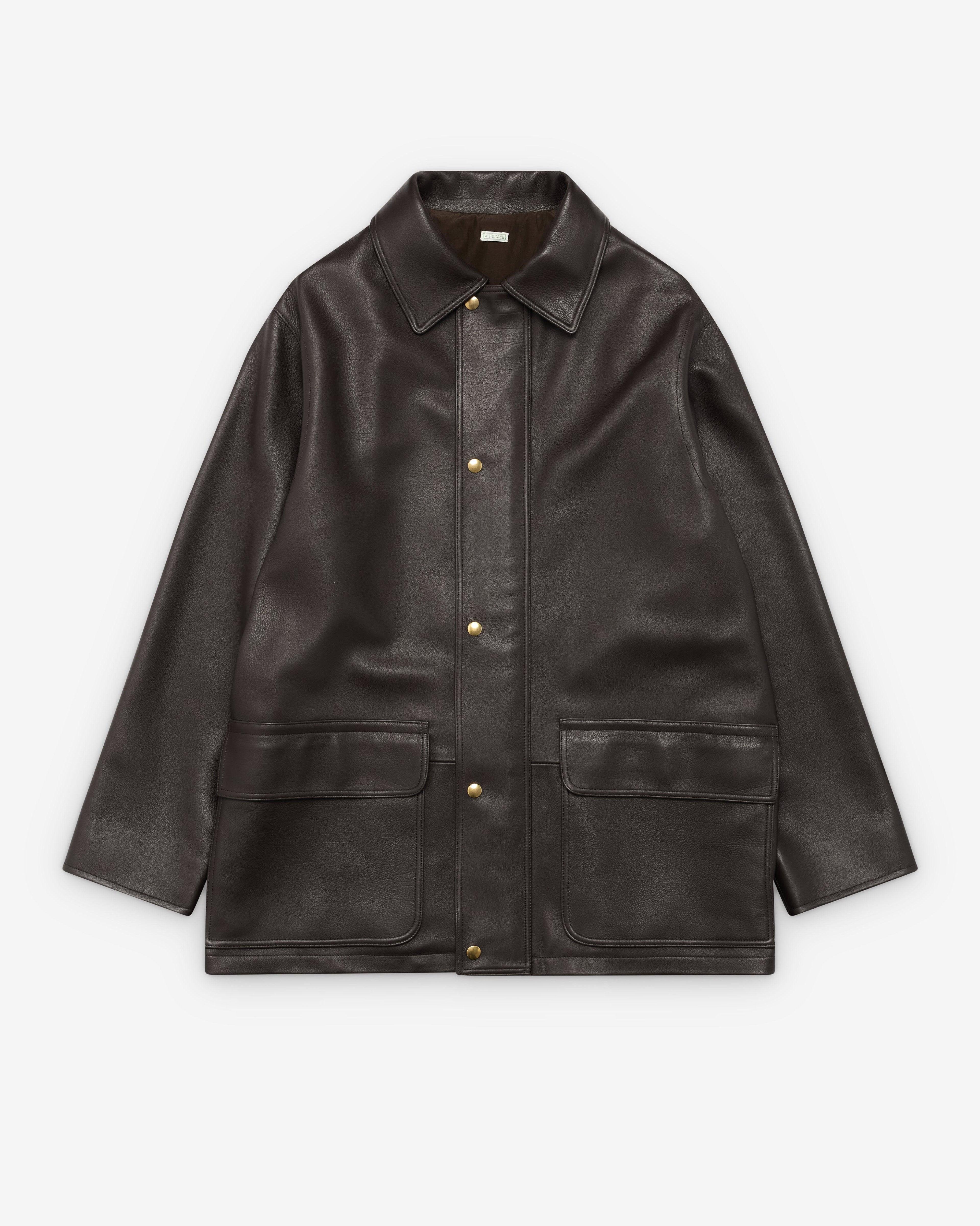A.Presse - Men's Leather Hunting Coat - (Brown) by A.PRESSE