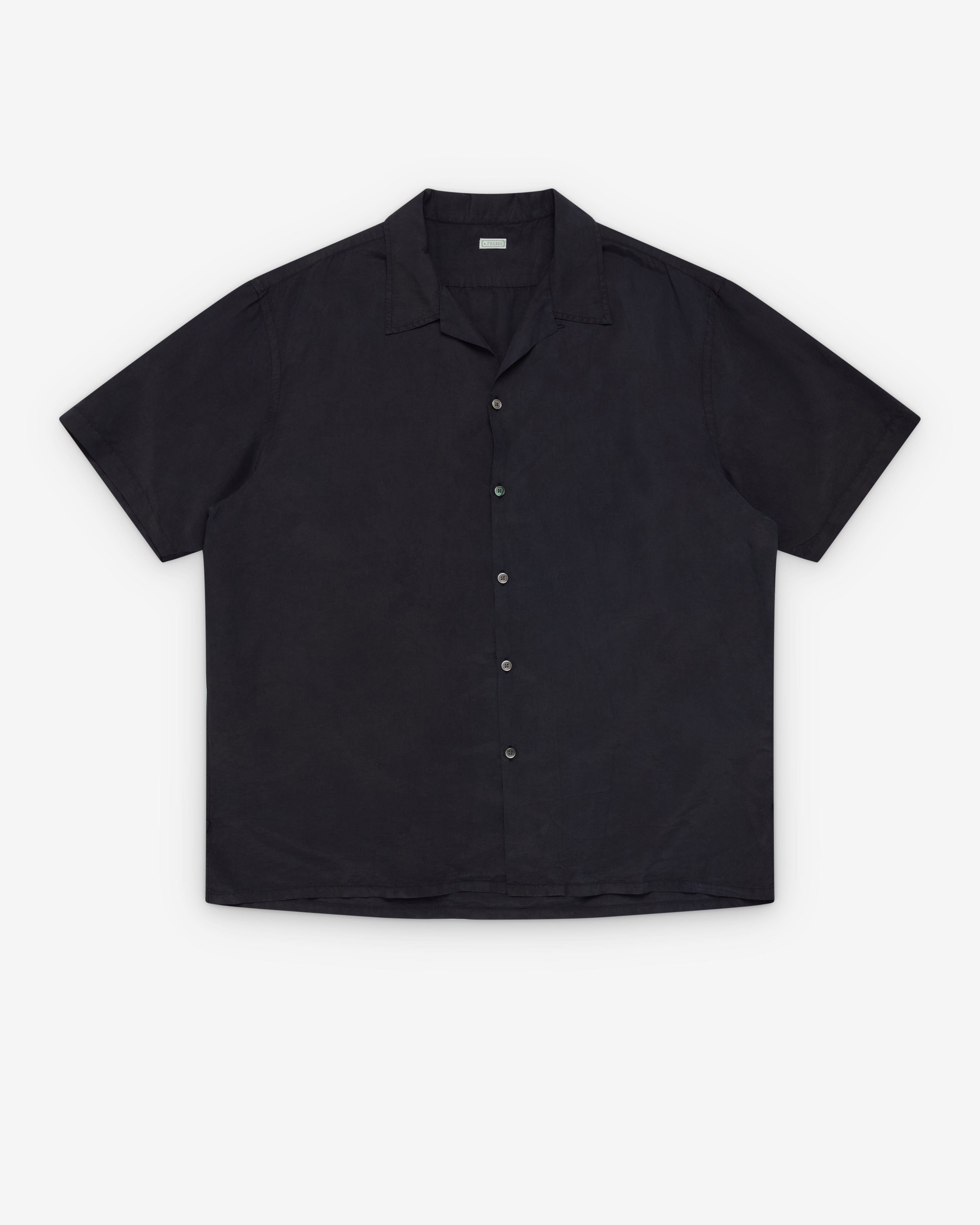 A.Presse - Men's Natural Dyed Silk S/S Shirt - (Black) by A.PRESSE