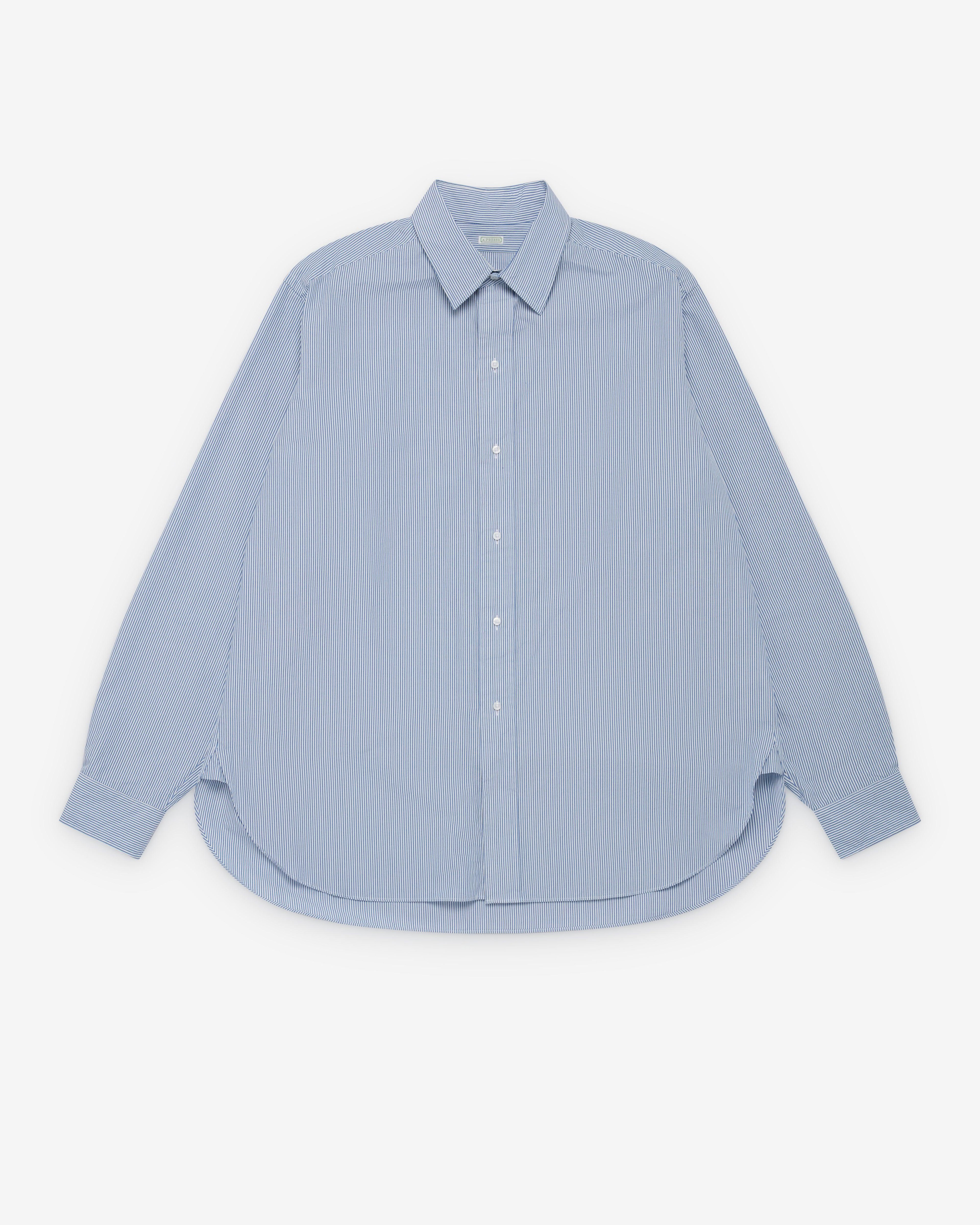 A.Presse - Men's Regular Collar Shirt - (Navy Stripe) by A.PRESSE