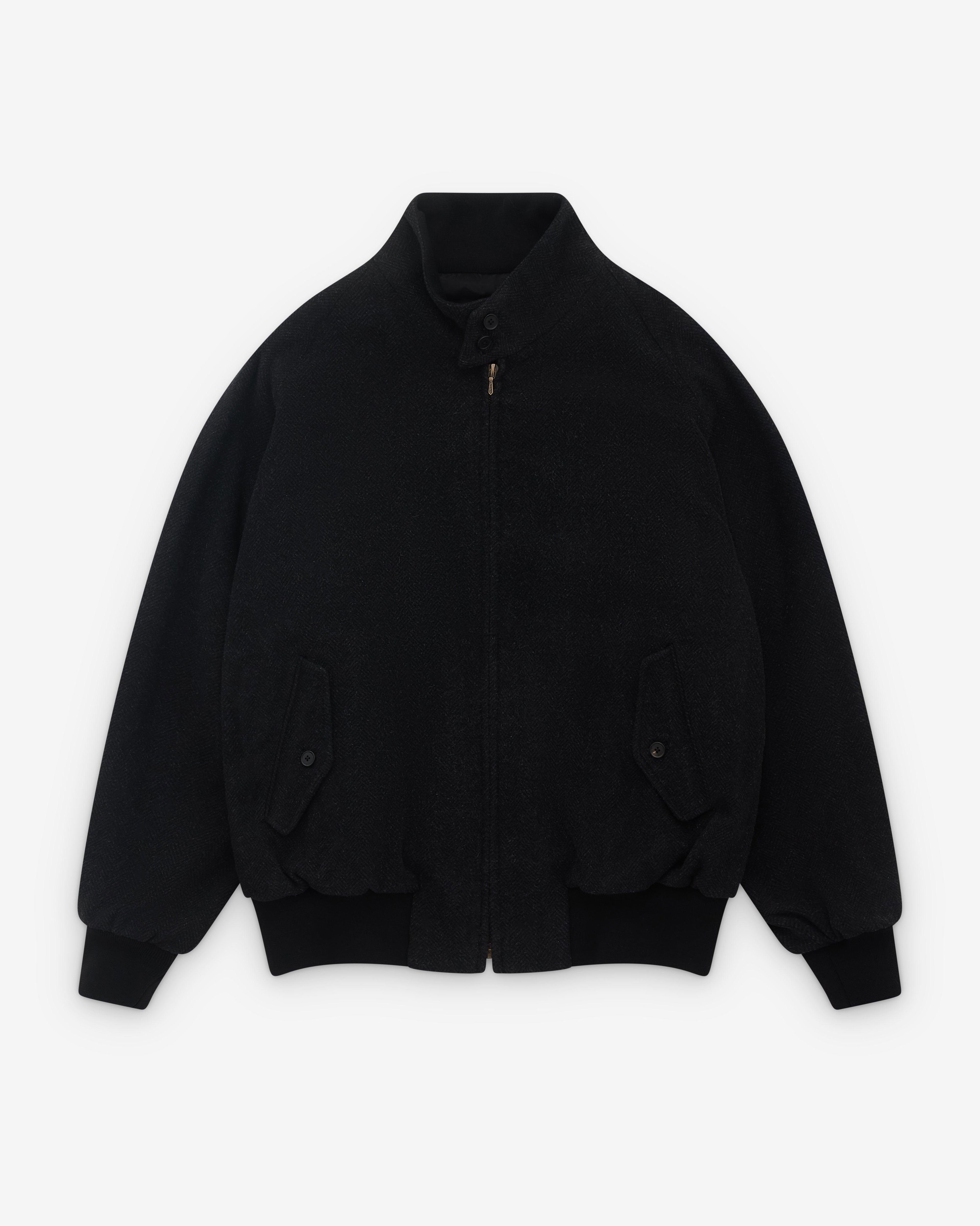 A.Presse - Men’s Silk Cashmere Tweed Harrington Jacket - (Charcoal) by A.PRESSE