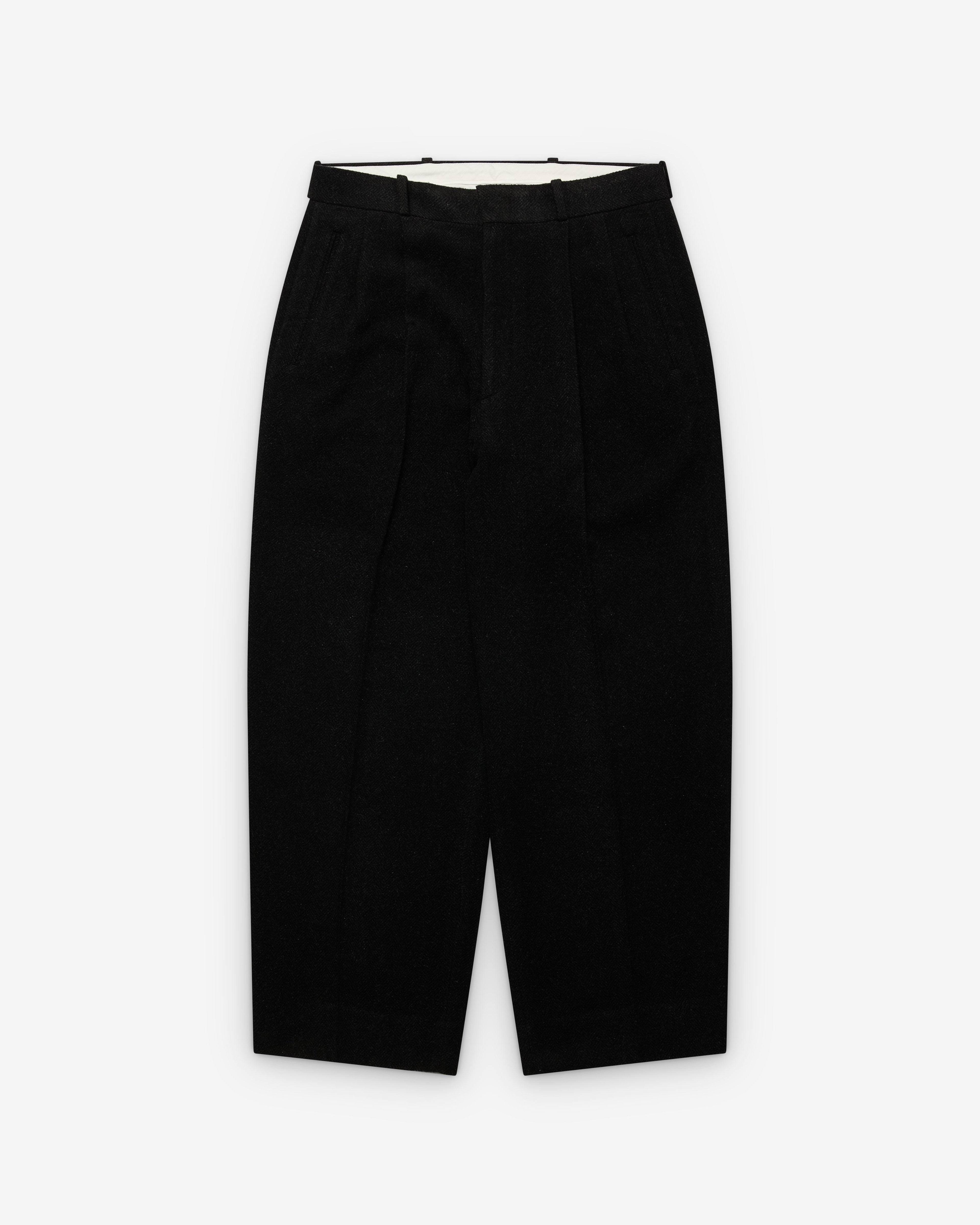 A.Presse - Men's Silk Cashmere Wide Trousers - (Charcoal) by A.PRESSE