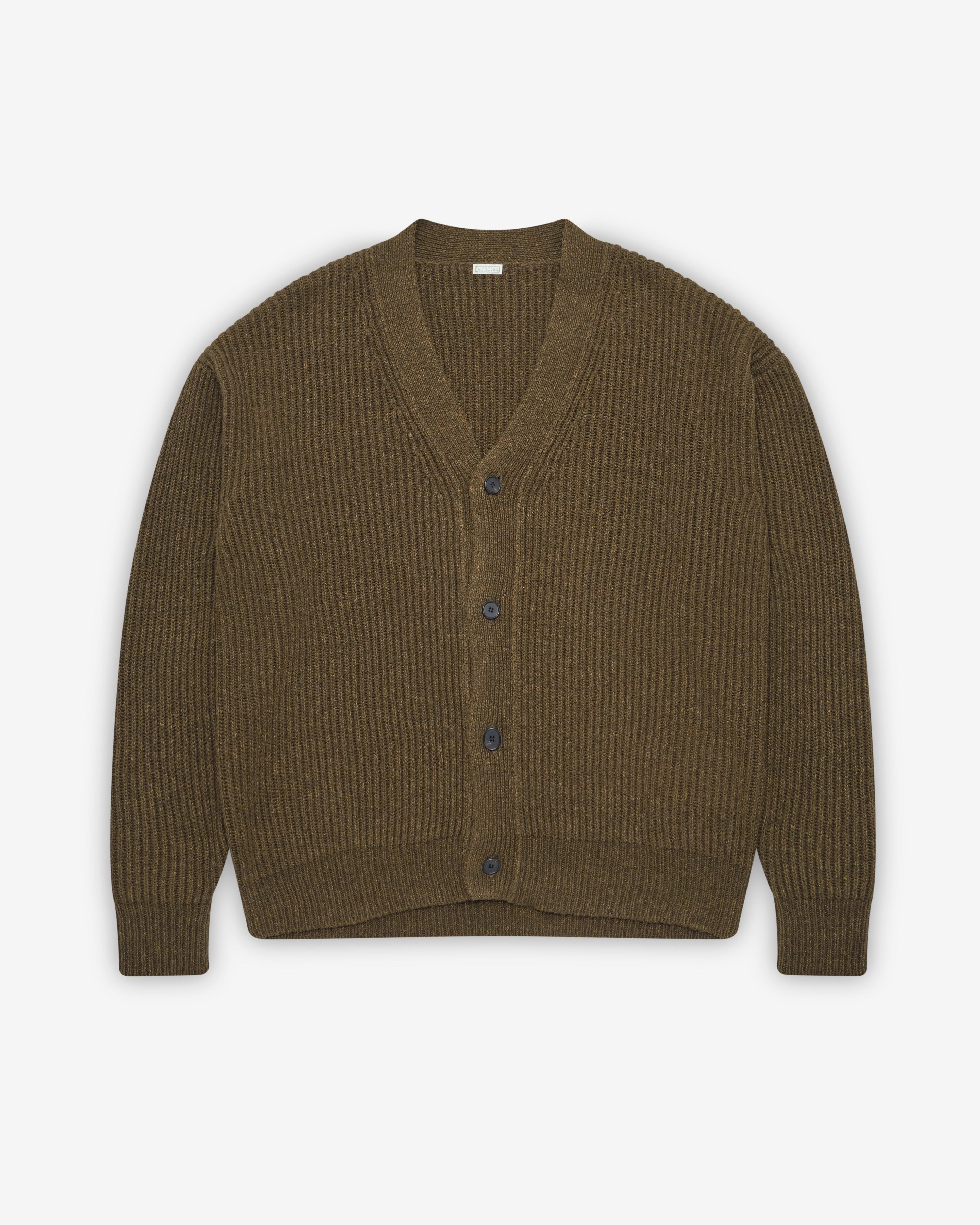 A.Presse - Men's Silk Linen Lilian Cardigan - (Olive) by A.PRESSE
