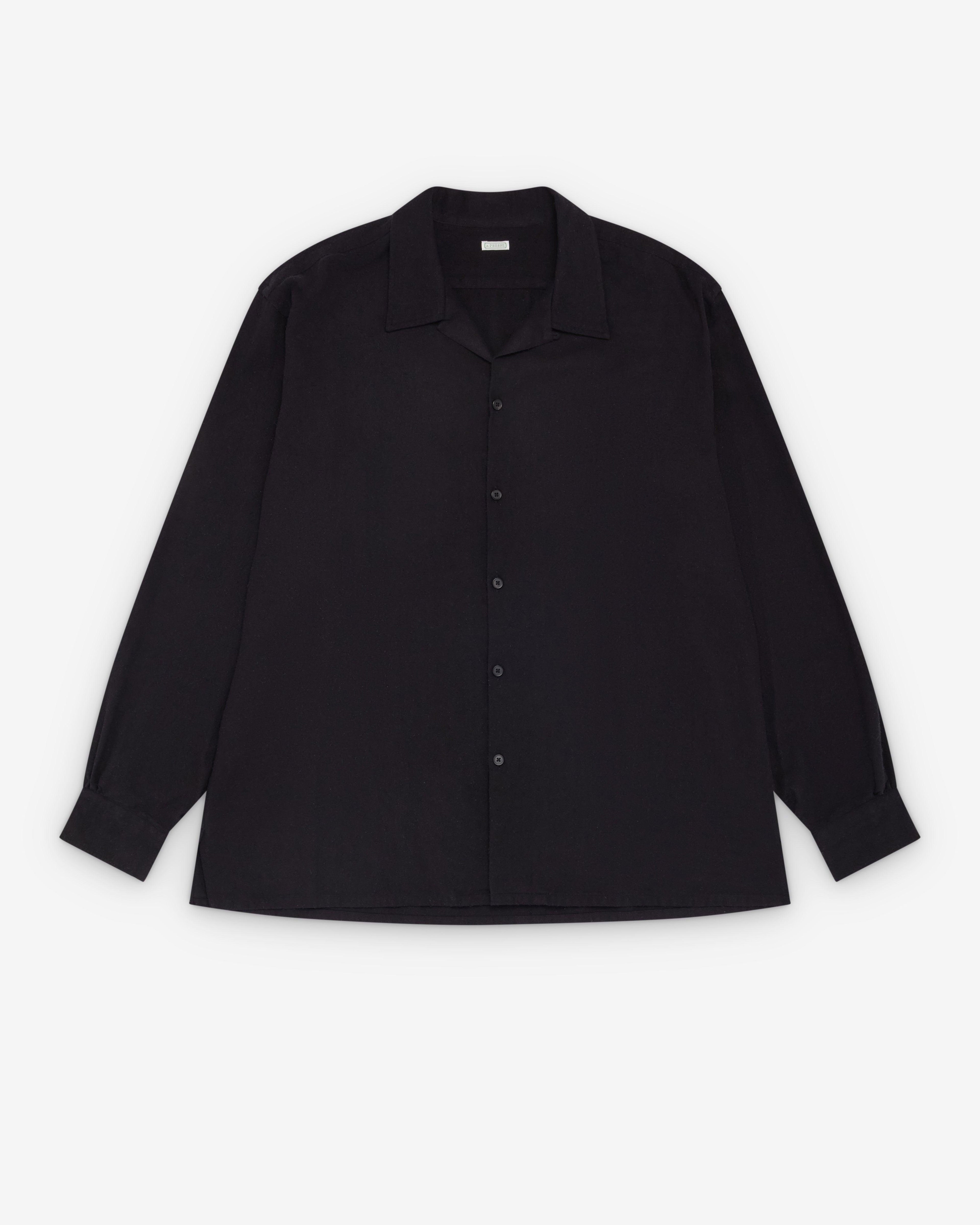 A.Presse - Men's Silk Nep Loop Collar Shirt - (Black) by A.PRESSE