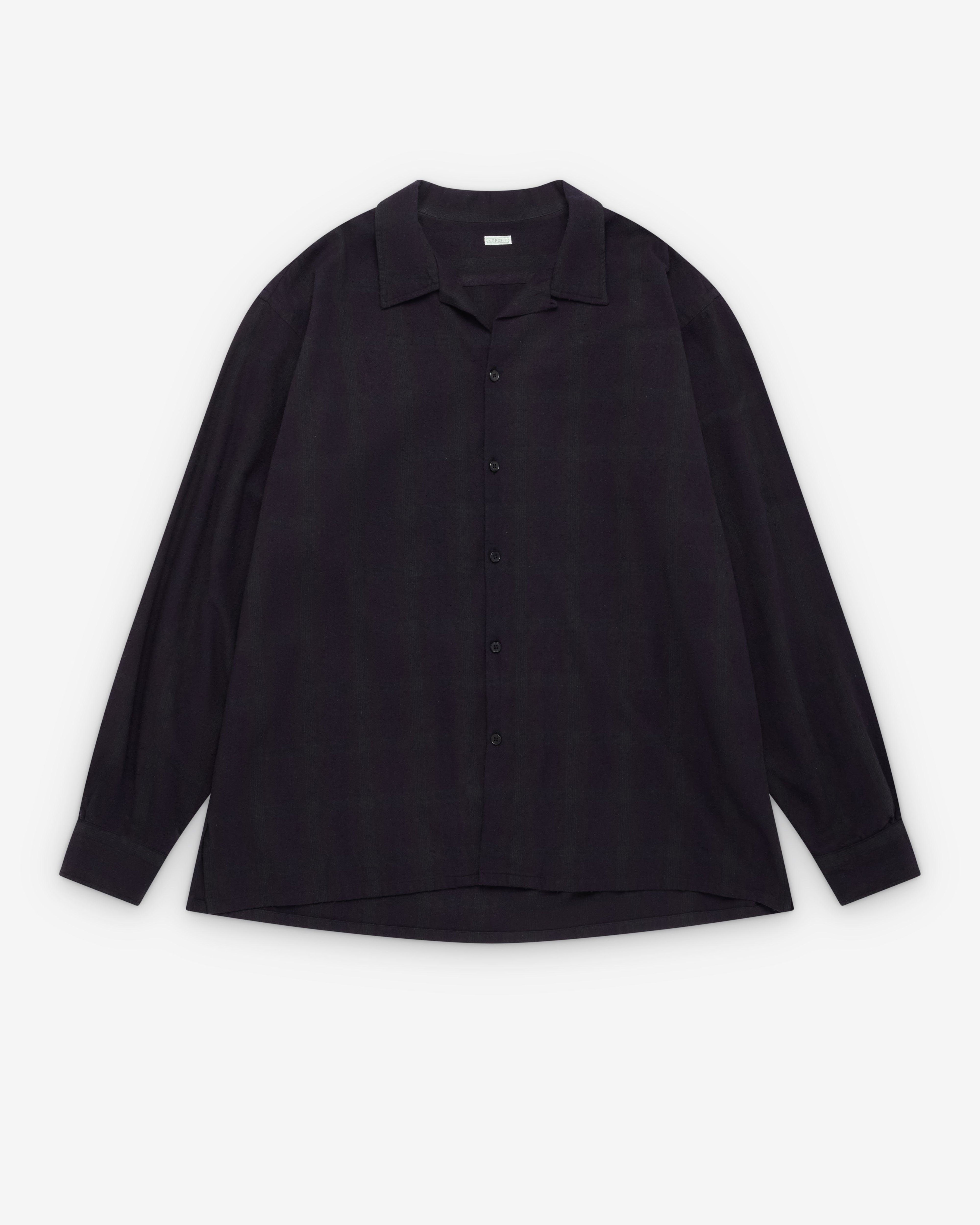 A.Presse - Men's Silk Nep Loop Collar Shirt - (Check) by A.PRESSE