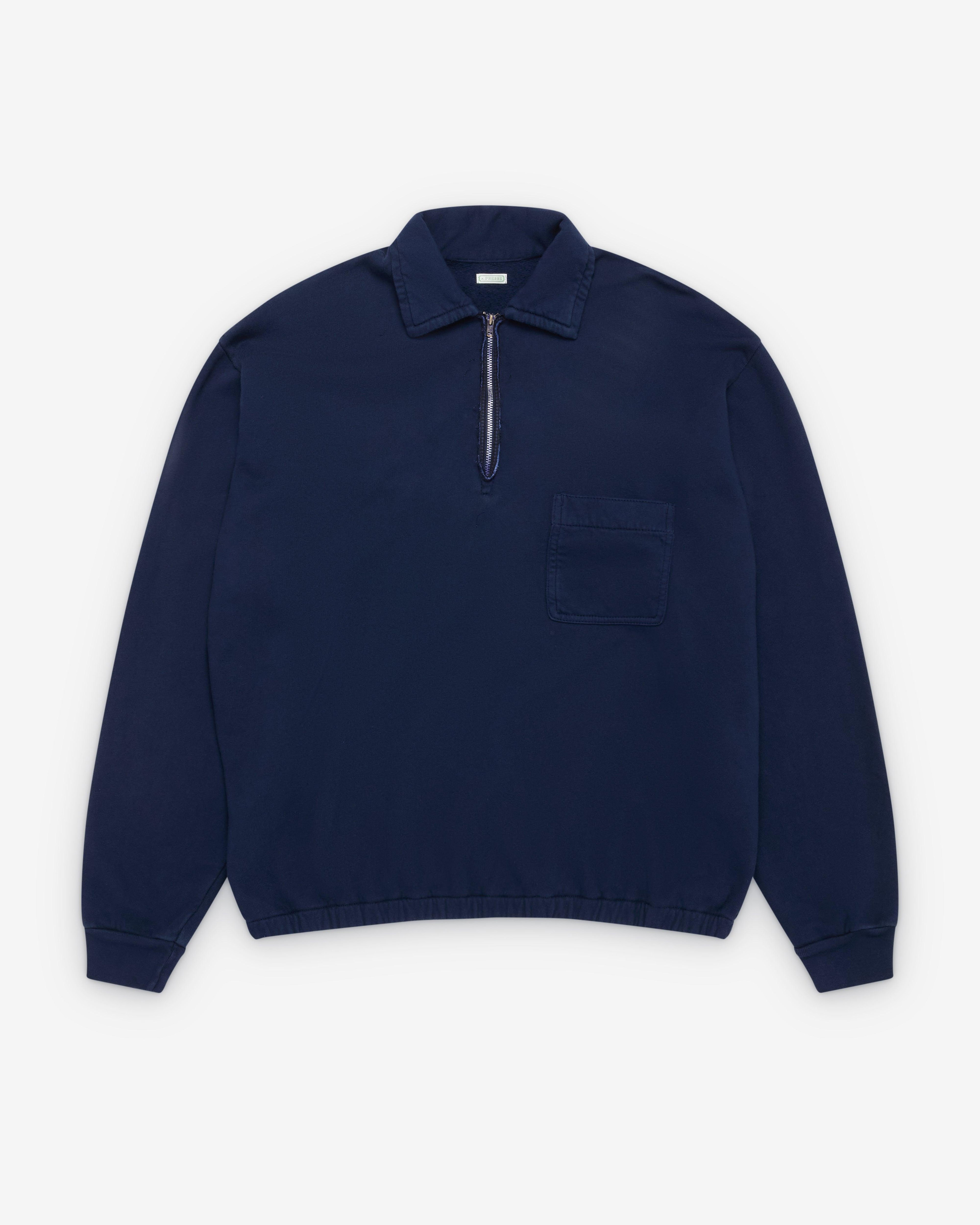 A.Presse - Men's Vintage Light Weight Half Zip - (Navy) by A.PRESSE