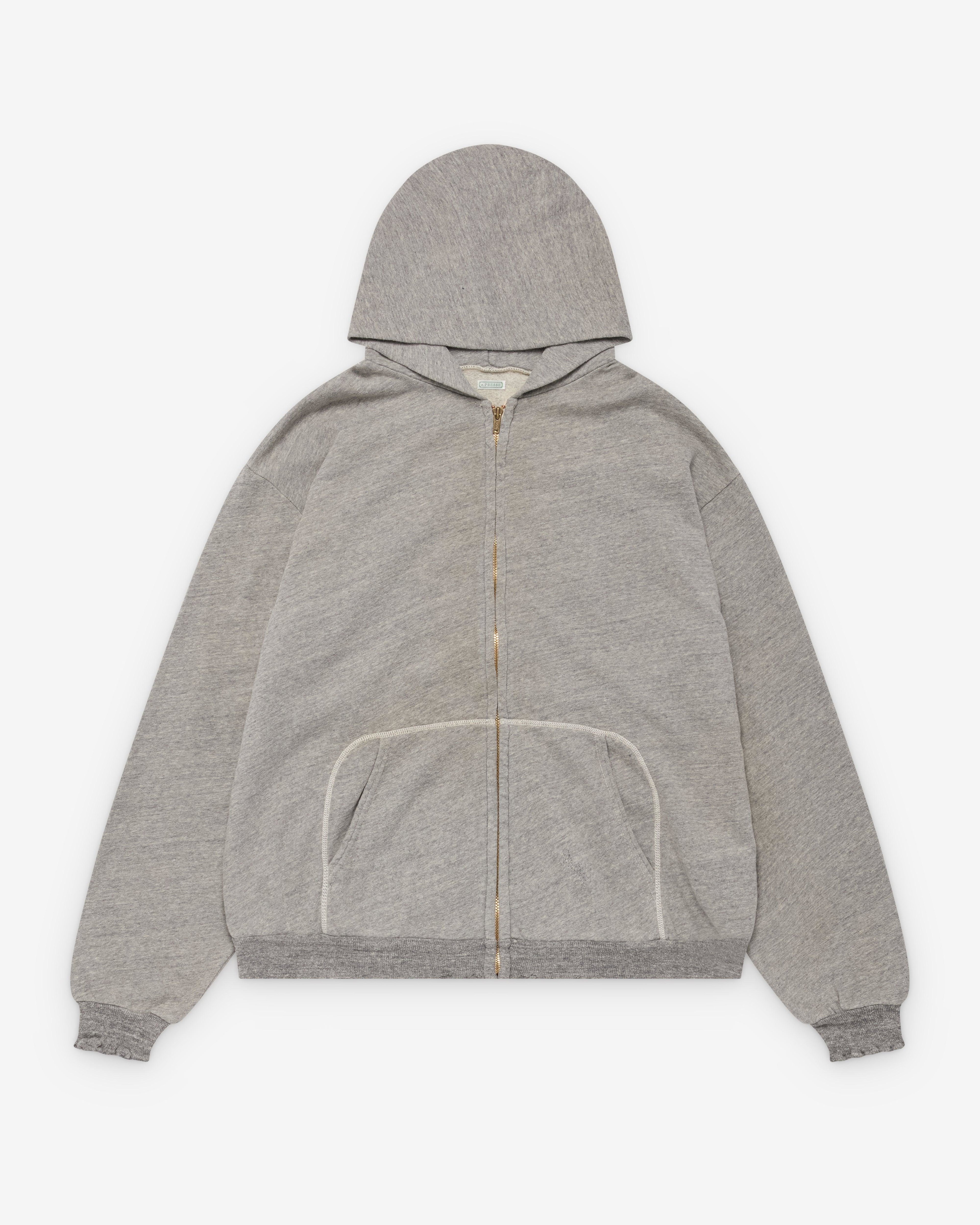 A.Presse - Men's Vintage Light Weight Zip Hoodie - (Gray) by A.PRESSE