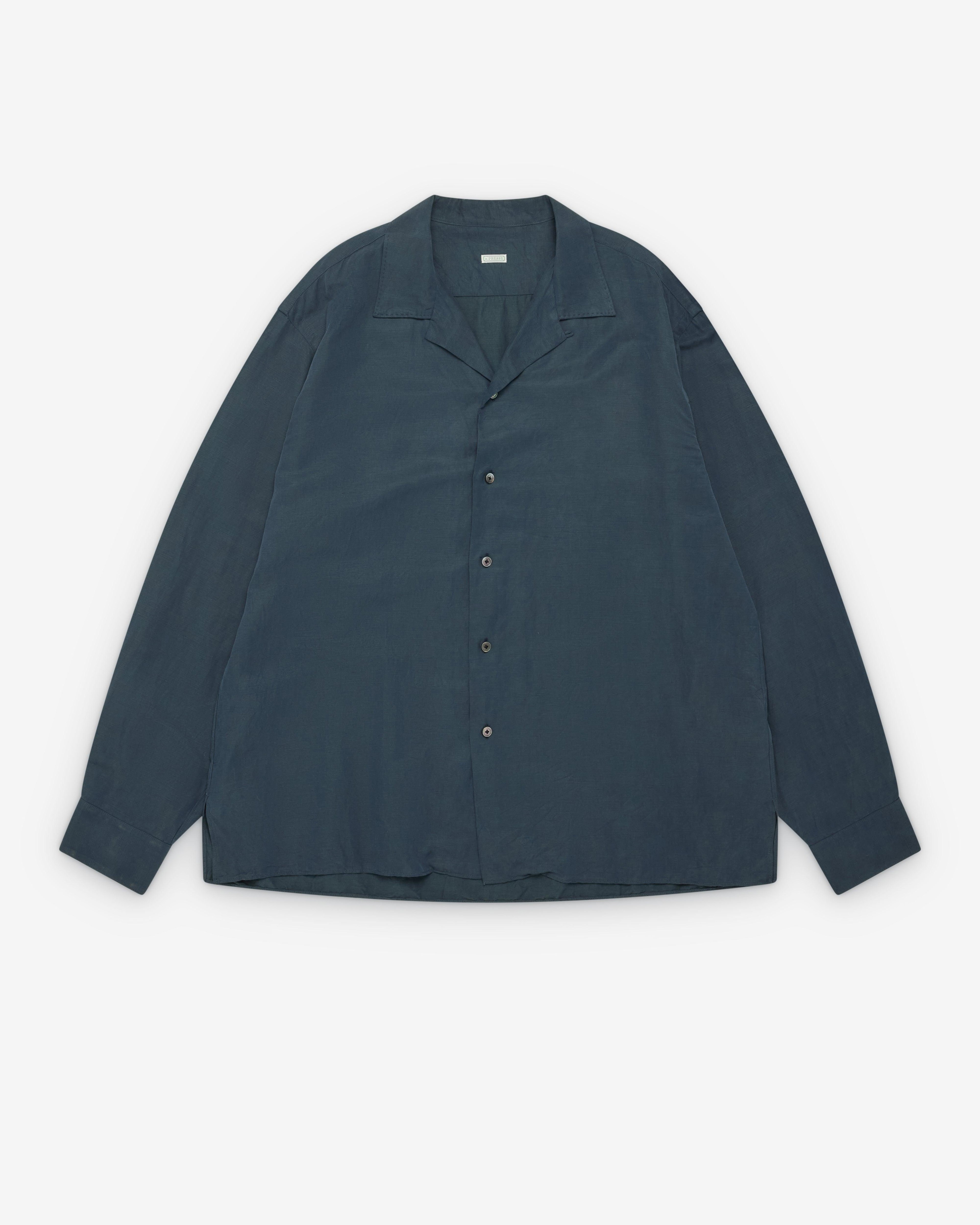 A.Presse - Men's Vintage Open Collar Shirt - (Navy) by A.PRESSE