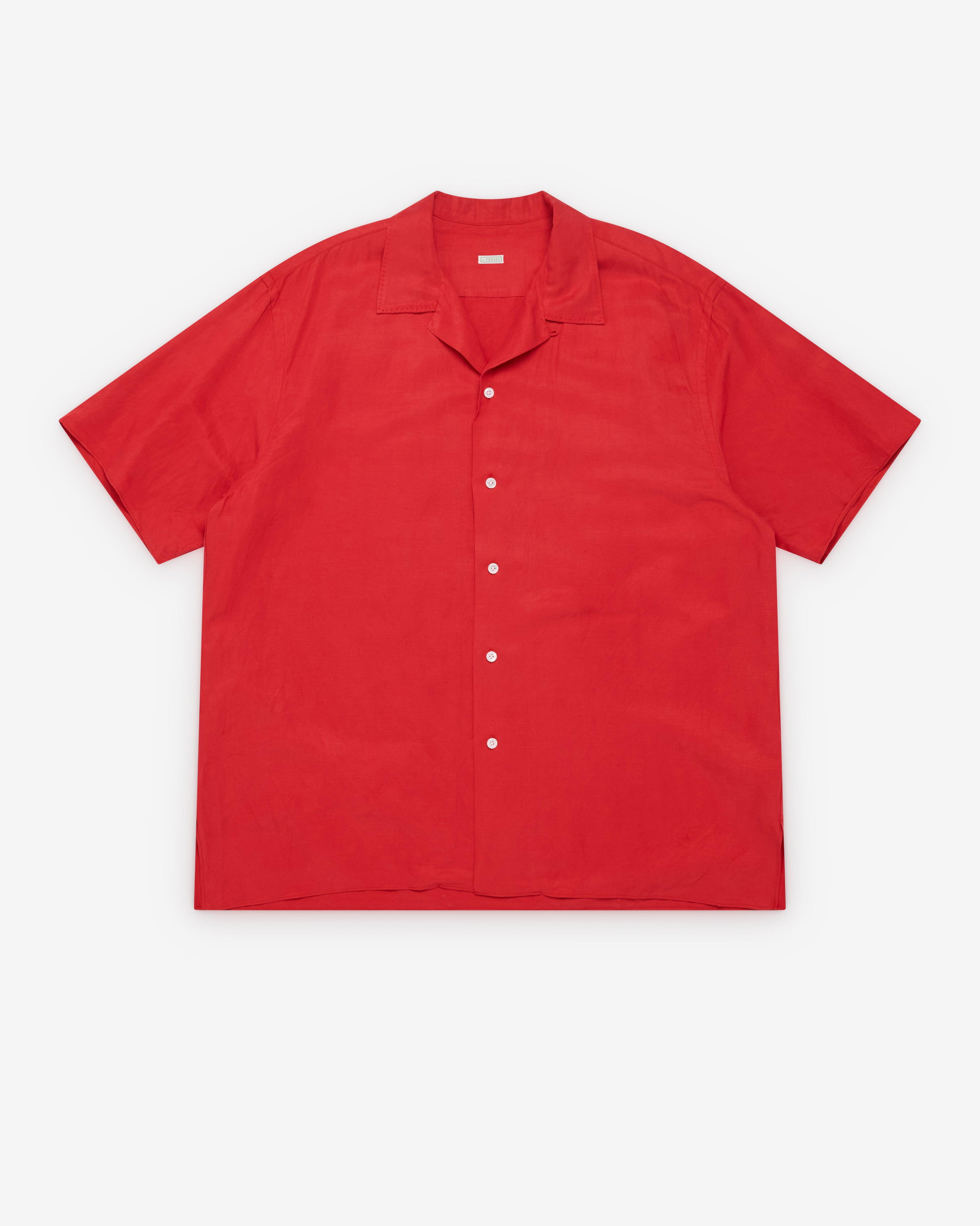 A.Presse - Men's Vintage Short Sleeve Open Collar Shirt - (Red) by A.PRESSE