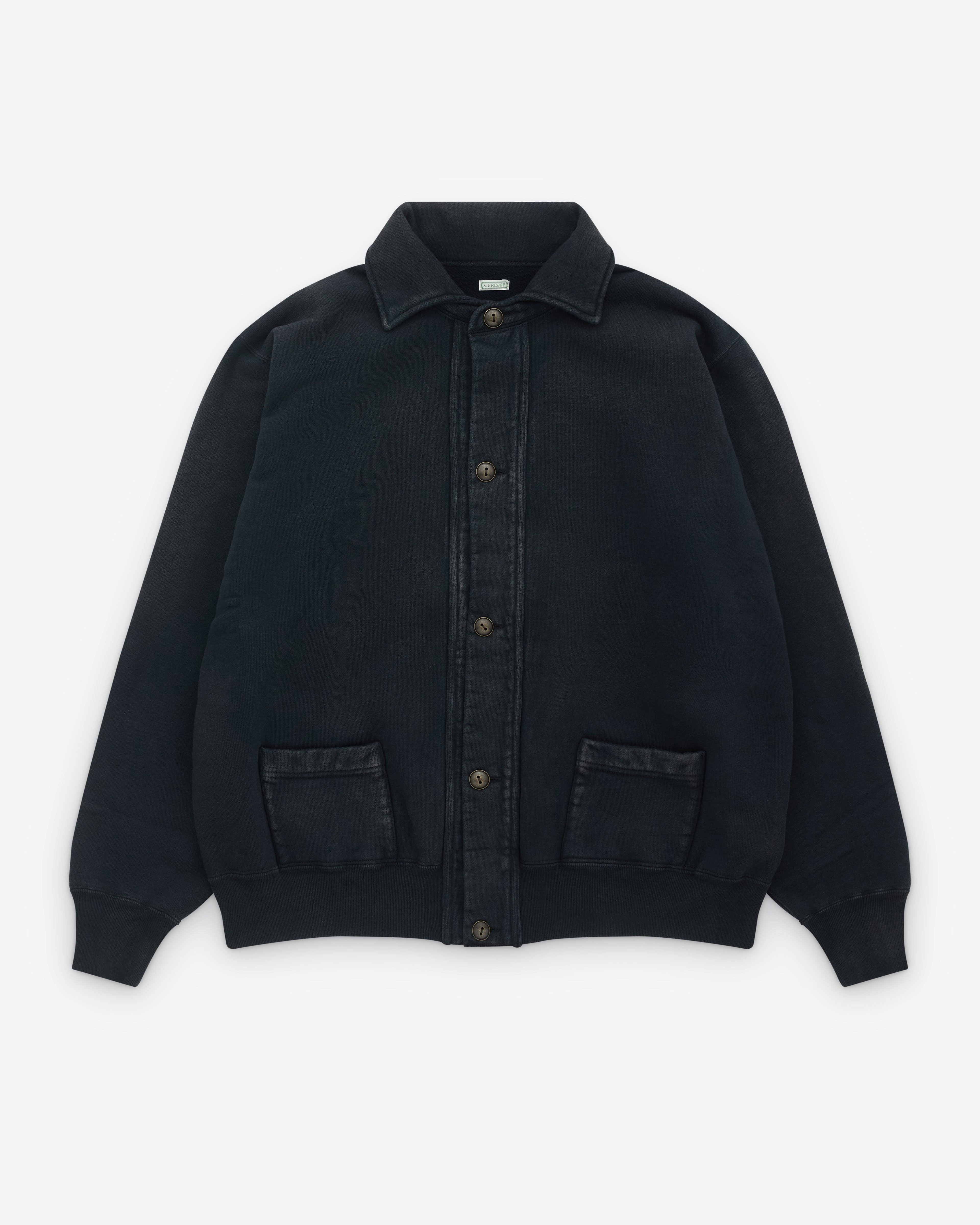 A.Presse - Men’s Vintage Sweat Cardigan - (Black) by A.PRESSE