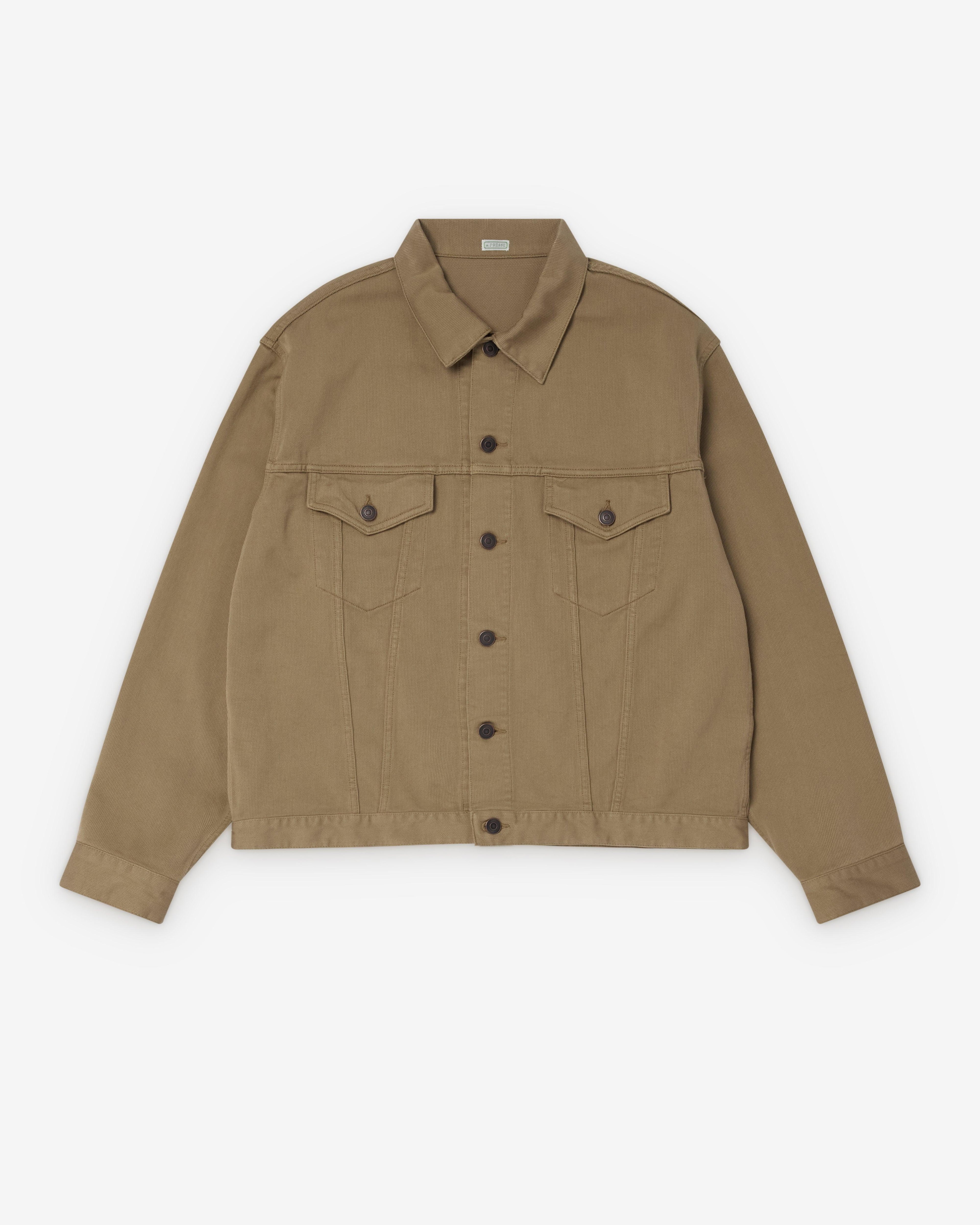 A.Presse - Men's Washed Cotton Pique 3rd Type Jacket - (Beige) by A.PRESSE