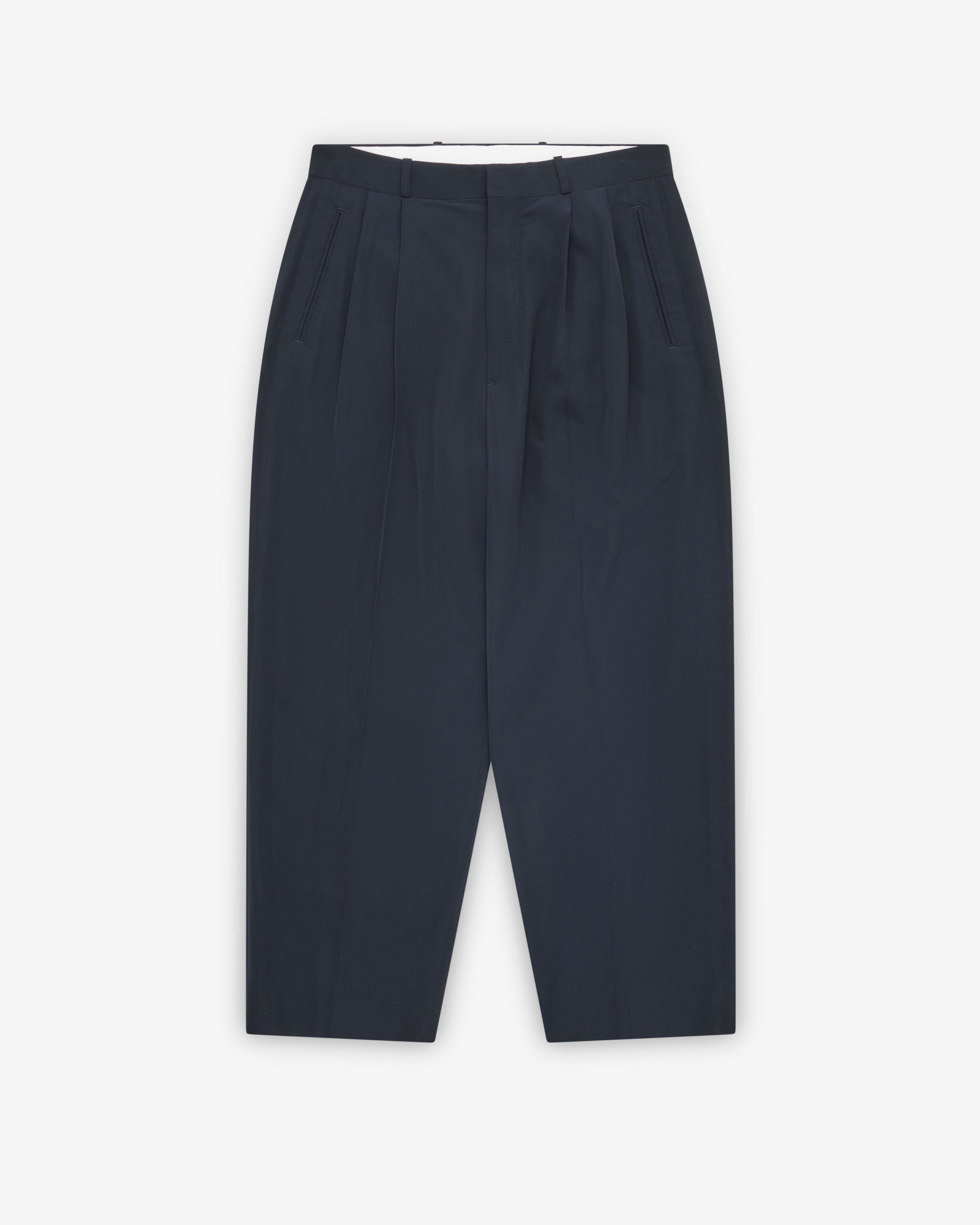 A.Presse - Men's Wool Rayon Wide Trousers - (Navy) by A.PRESSE