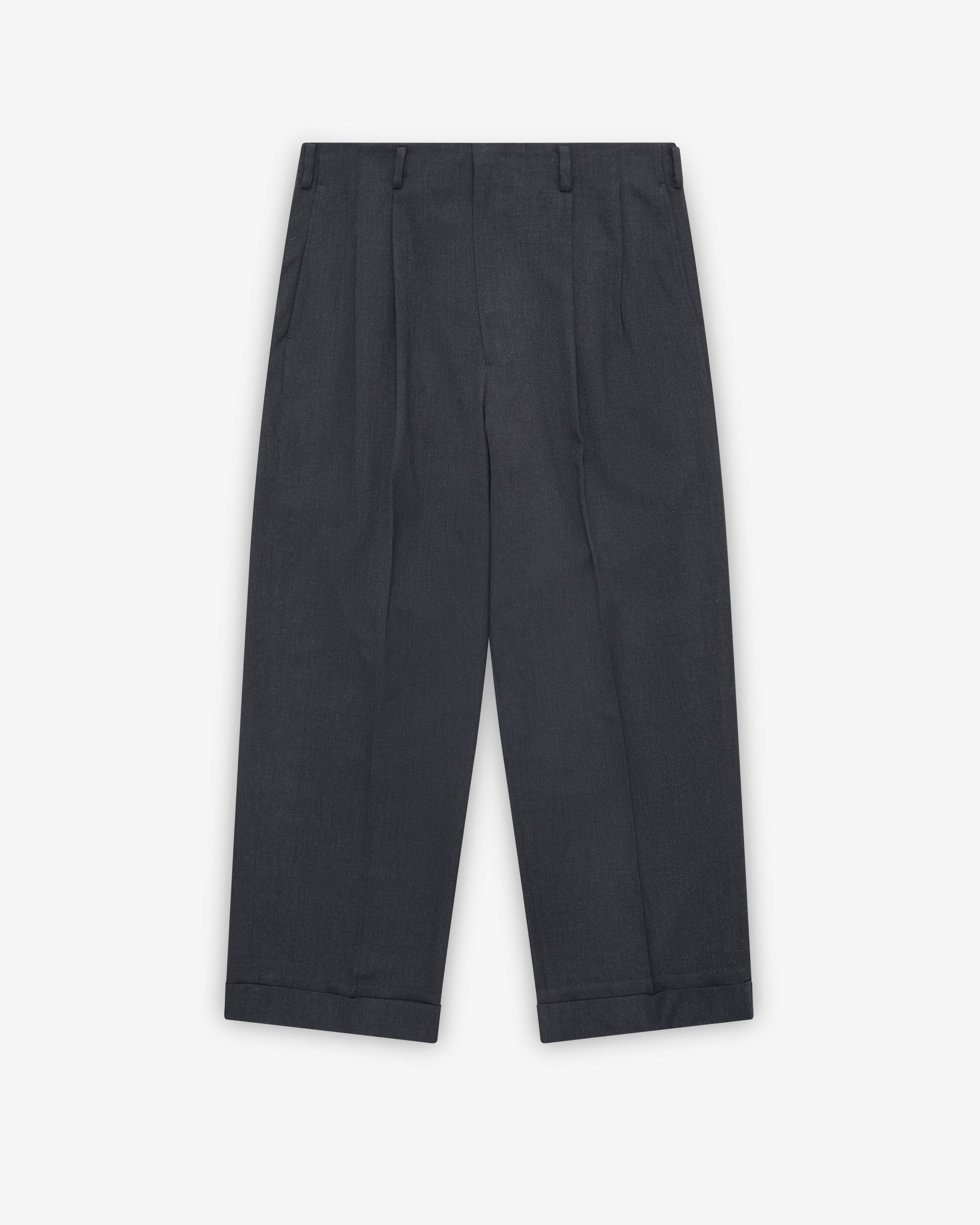 A.Presse - Men's Wool Wide Tapered Trousers - (Charcoal) by A.PRESSE