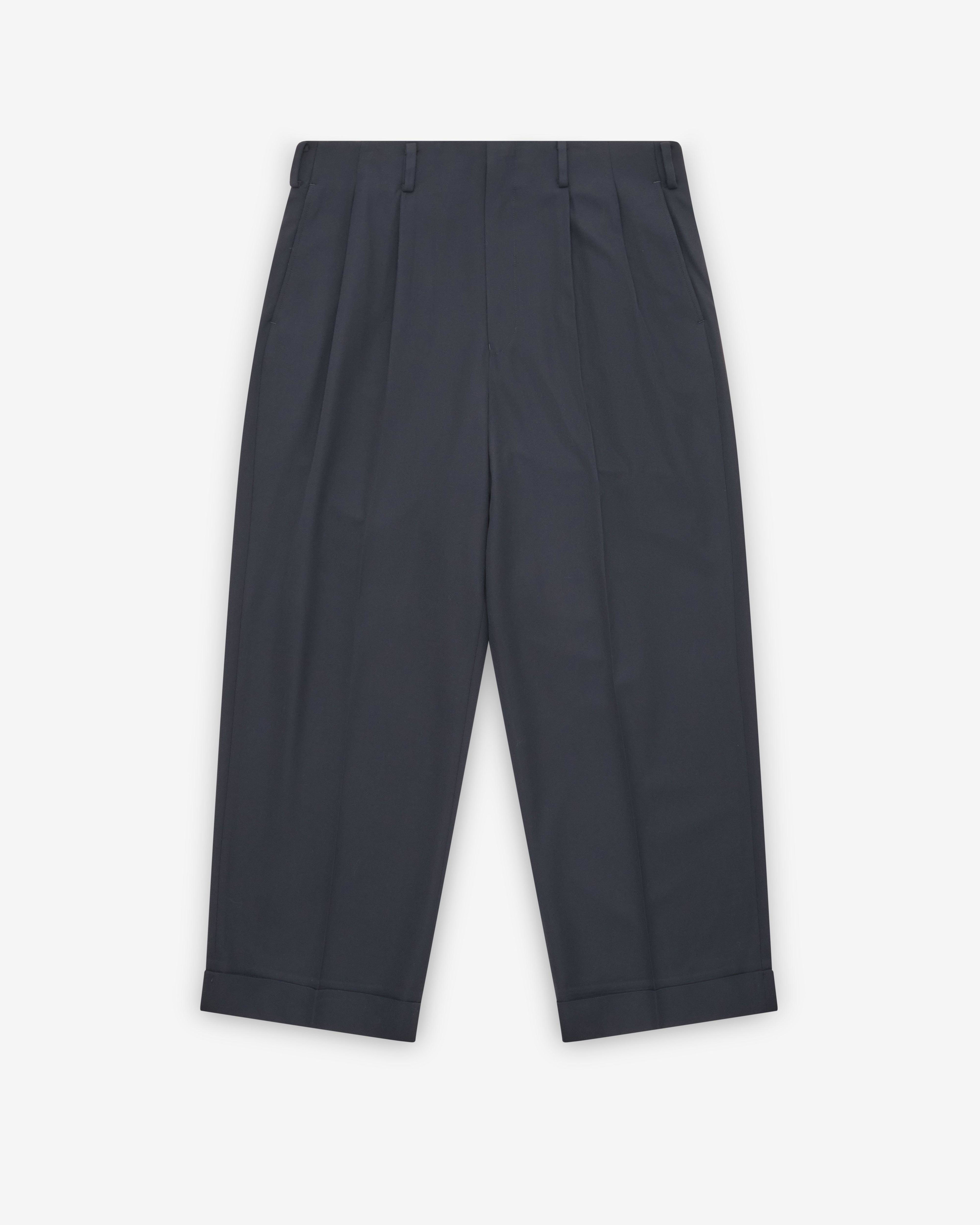 A.Presse - Men's Wool Wide Tapered Trousers - (Navy) by A.PRESSE