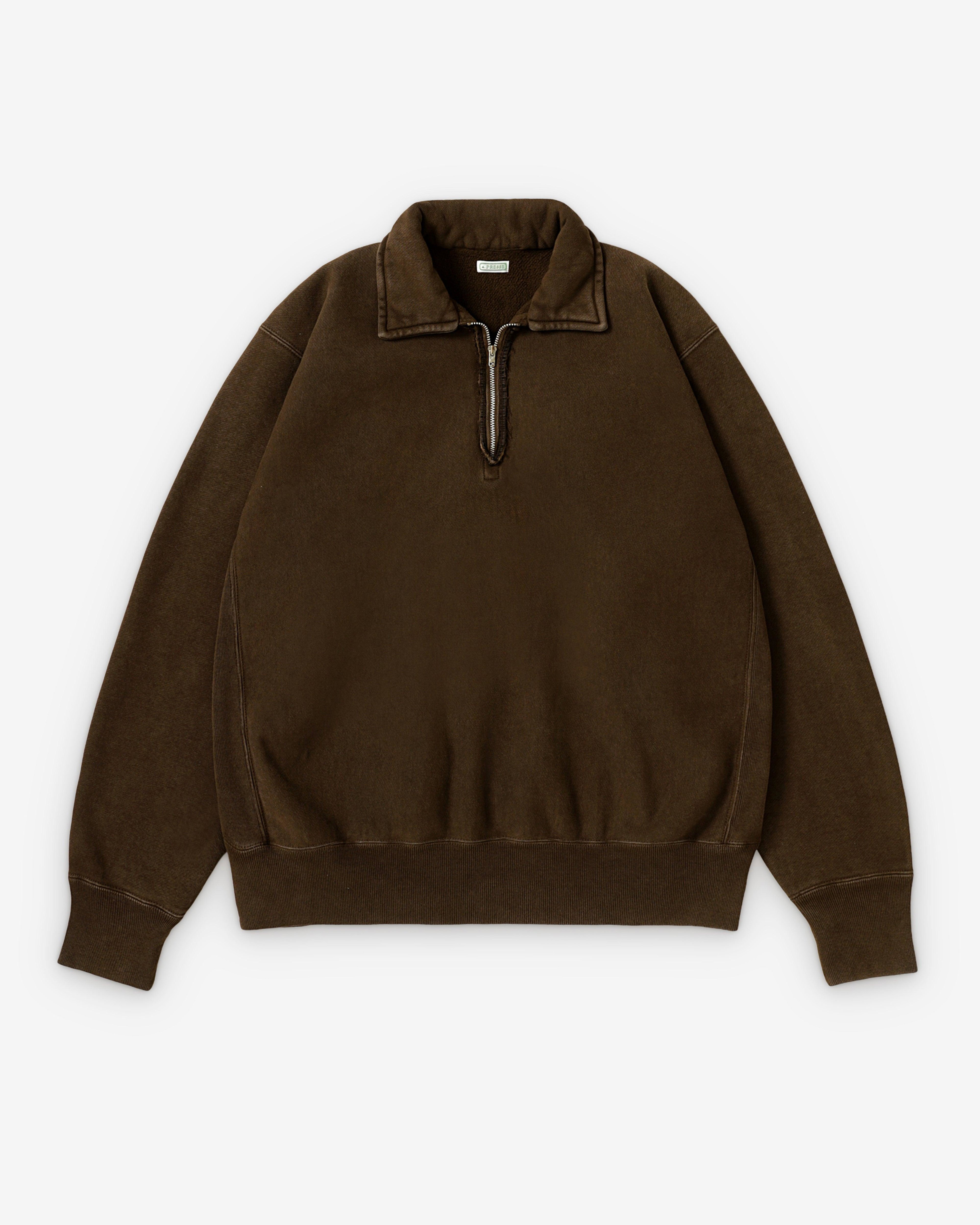 A.Presse - Vintage Half Zip Sweatshirt - (Brown) by A.PRESSE