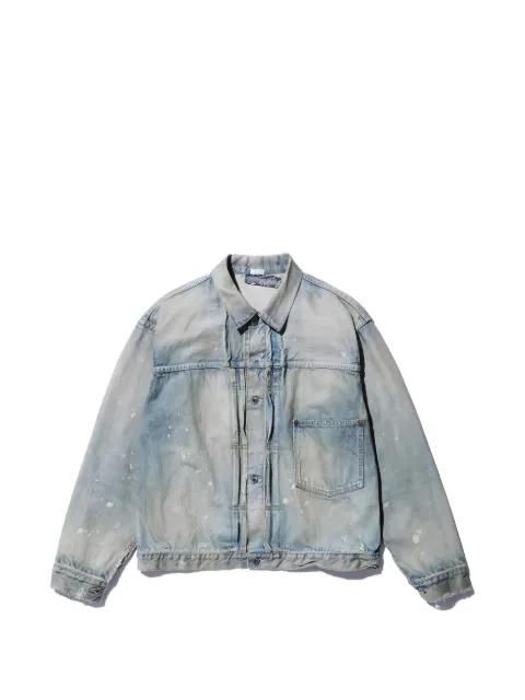 bleached-effect pleated denim jacket by A.PRESSE