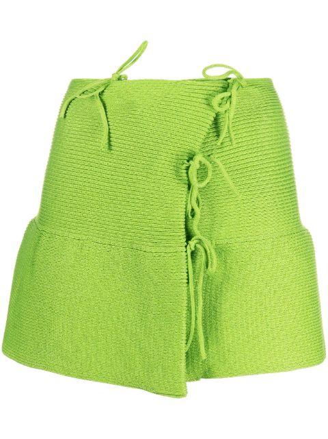 Emma tie-embellished asymmetric miniskirt by A. ROEGE HOVE