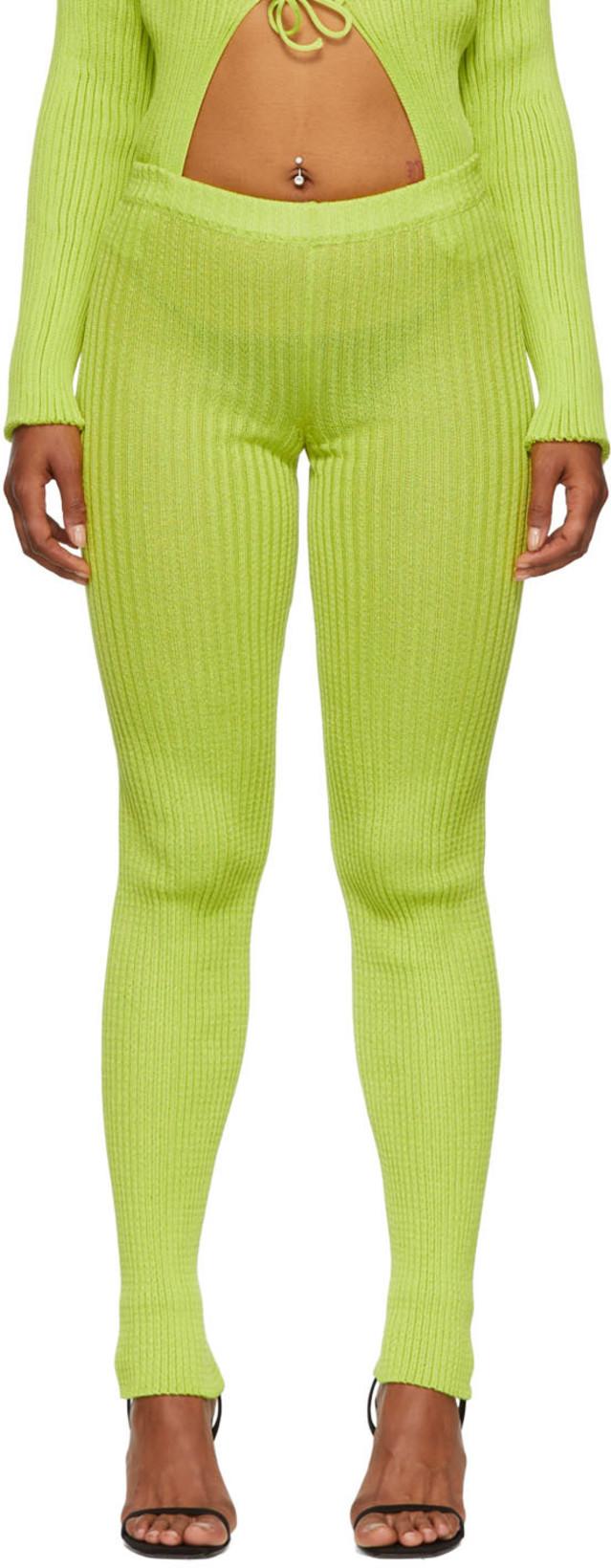 Green Nylon & Cotton Leggings by A. ROEGE HOVE