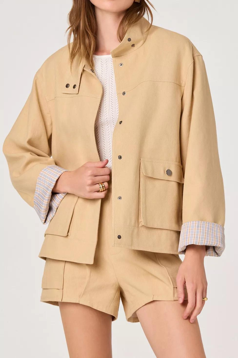 ASTR The Label Beron Khaki Utility Jacket by A ST R THE LABEL