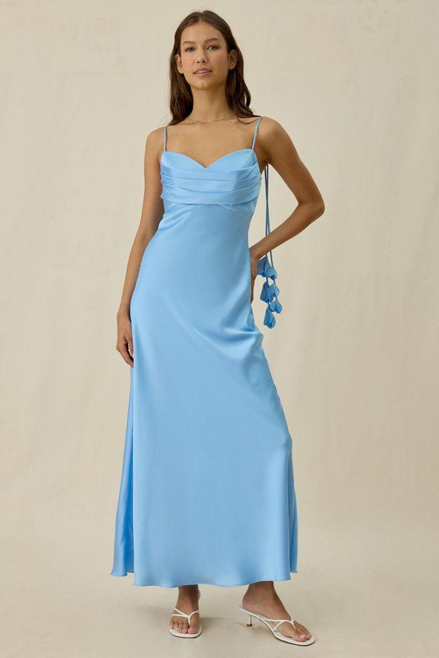 ASTR The Label Hera Floral Applique Tie-Strap Satin Maxi Dress by A ST R THE LABEL