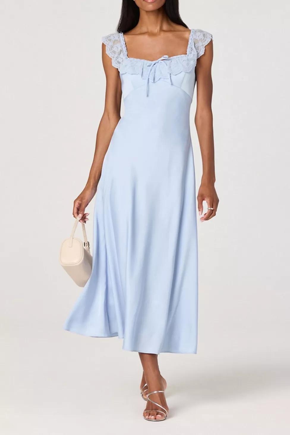 ASTR The Label Makiya Empire Waist Satin Midi Dress by A ST R THE LABEL