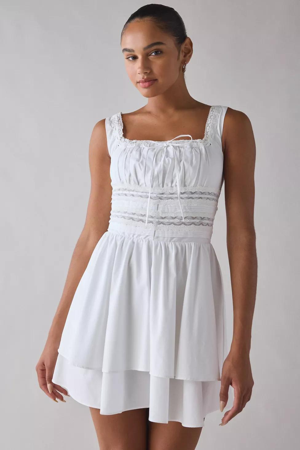 ASTR The Label Melanie Lace Trim Milkmaid Mini Dress by A ST R THE LABEL