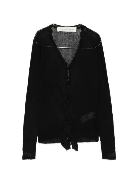 ruffle-trimmed sheer-knit cardigan by A TENTATIVE ATELIER