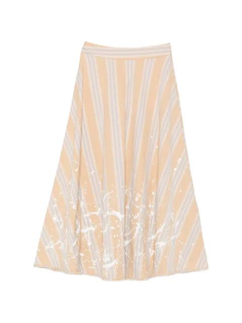stripe-print paint-splatter skirt by A TENTATIVE ATELIER