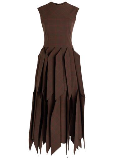 Checked panelled woven midi dress by A.W.A.K.E MODE