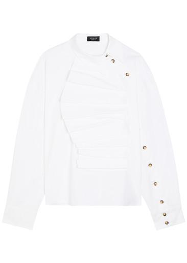 Ruffled asymmetric stretch-cotton shirt by A.W.A.K.E MODE