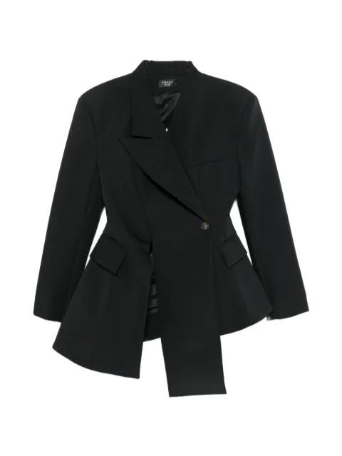 asymmetric-hem single-breasted blazer by A.W.A.K.E MODE