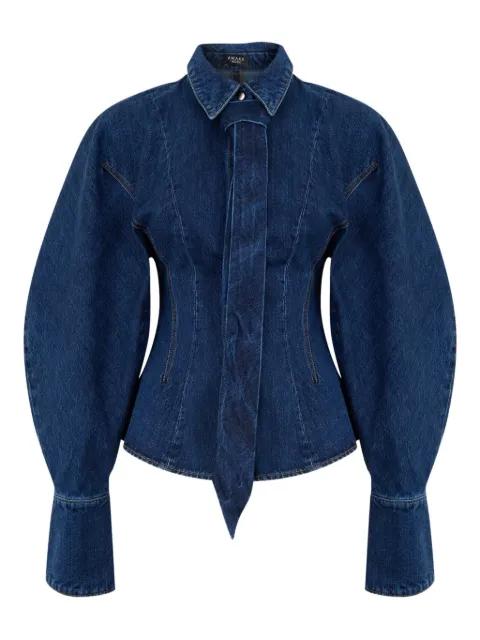 balloon-sleeve denim shirt by A.W.A.K.E MODE
