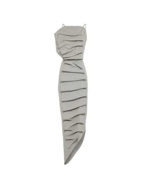draped-detail asymmetric midi dress by A.W.A.K.E MODE