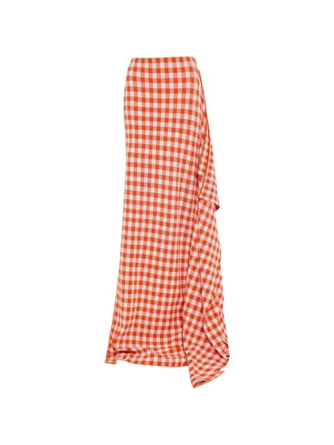 gingham-pattern side-panel maxi skirt by A.W.A.K.E MODE