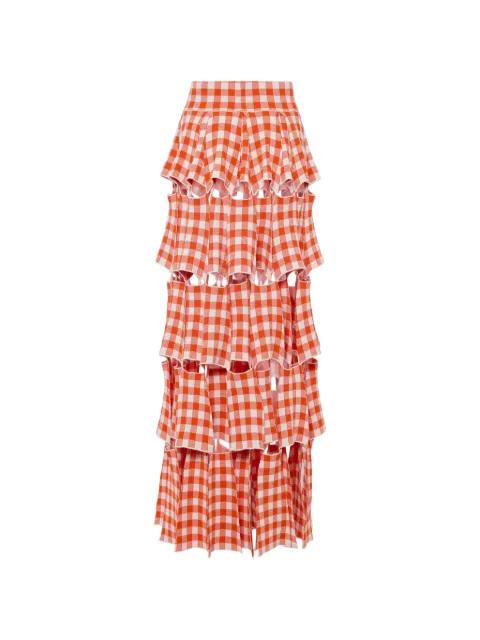gingham-print cut-out maxi skirt by A.W.A.K.E MODE