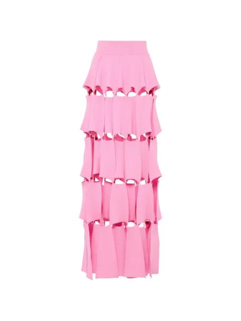 knitted laser-cut maxi skirt by A.W.A.K.E MODE