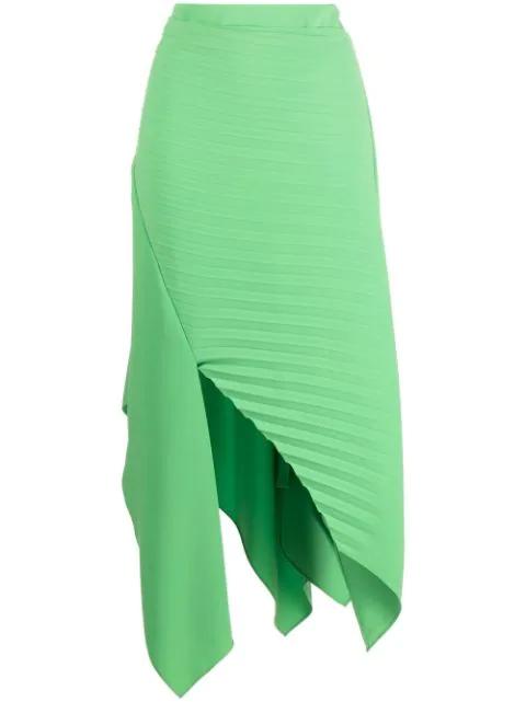 pleated asymmetric midi skirt by A.W.A.K.E MODE