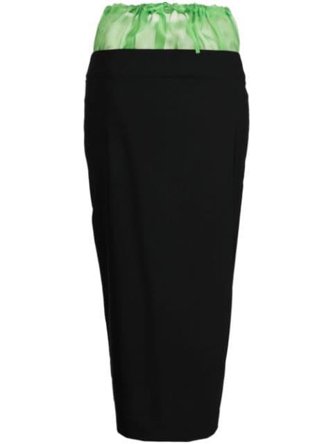 two-tone drawstring midi skirt by A.W.A.K.E MODE