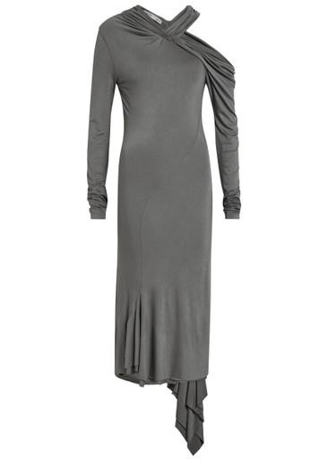 Asymmetric jersey midi dress by AARON ESH