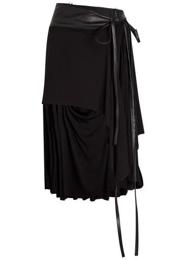 Belted asymmetric jersey mini skirt by AARON ESH